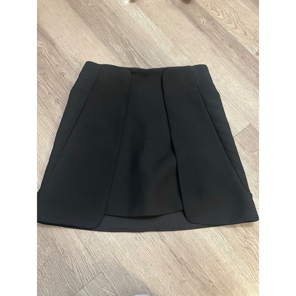Zara Basic Black Mini Skort Layered Front Panel Side Zip Size S Small